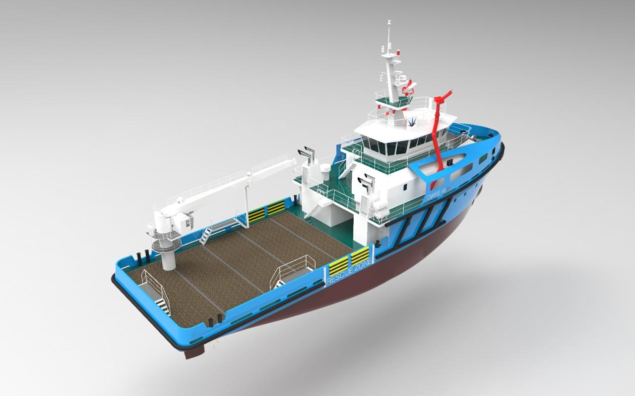 40m Utility Vessel — aft deck view