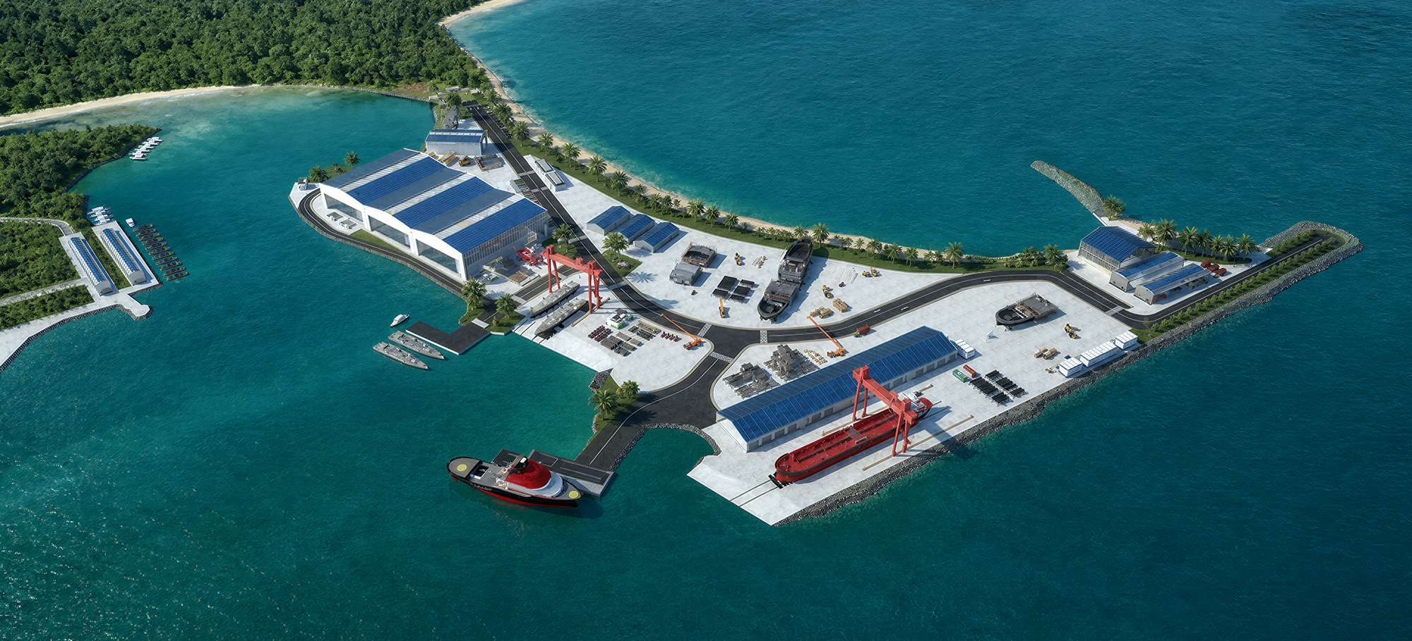 Aerial view of the shipyard site